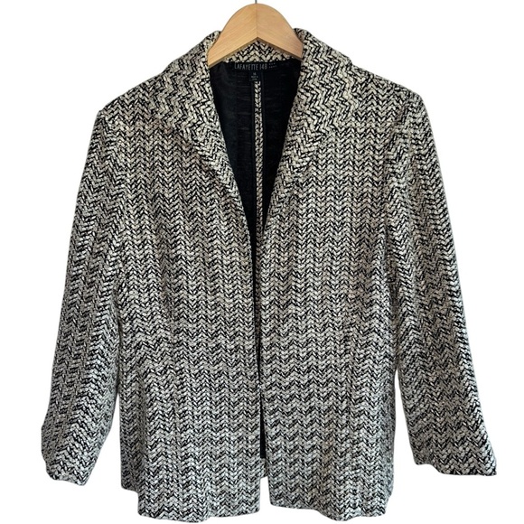 LAFAYETTE 148 Textured Tweed Blazer Suit Jacket | Tan Black Cream | 14 - Picture 1 of 5